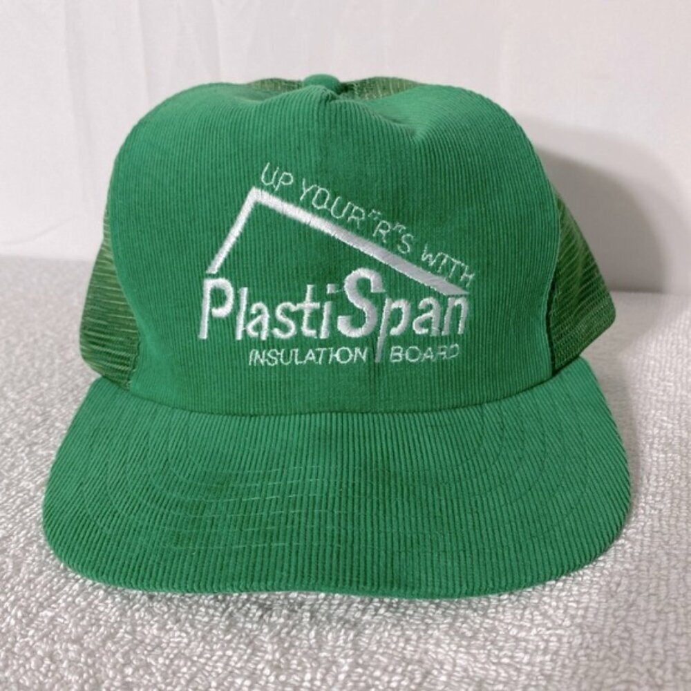 Vintage Green Corduroy PlastiSpan Mesh Back Snap Back Trucker Hat